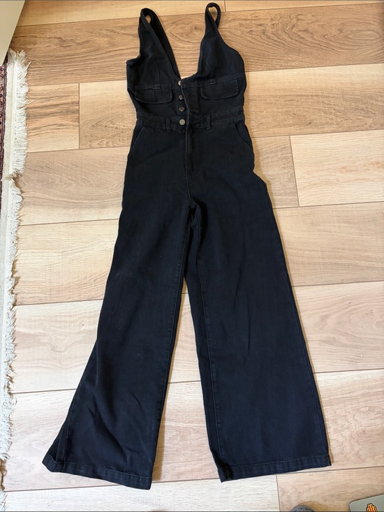 Cider Denim - Cider Black High-Waist Wide-Leg Denim Overalls